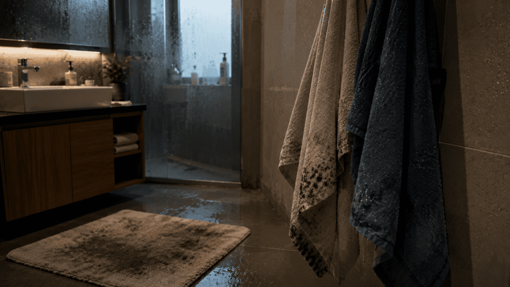 dirty bathroom towels bacteria