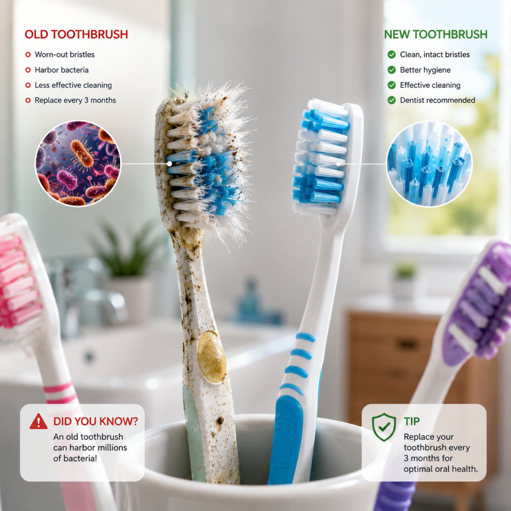 Bathroom Health Hazards linked to old bacteria-filled toothbrushes