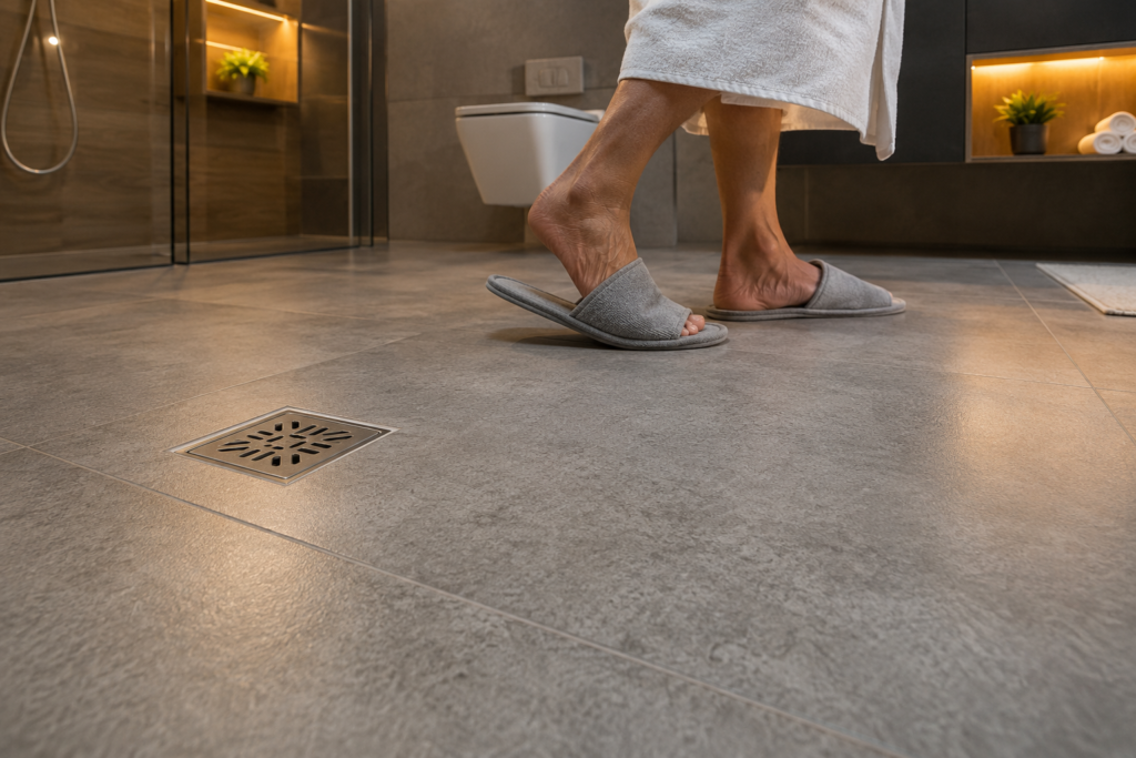 anti slip tiles is one pillar of Senior Citizen Bathroom Renovation in Hyderabad