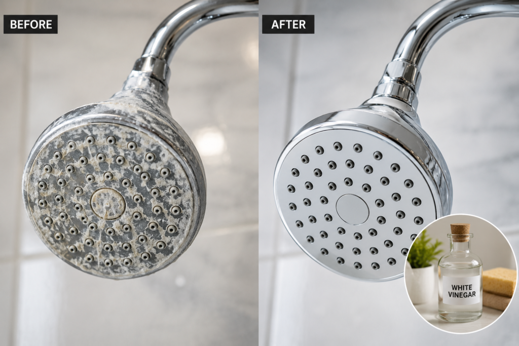 remove hard water deposits bathroom maintenance tips