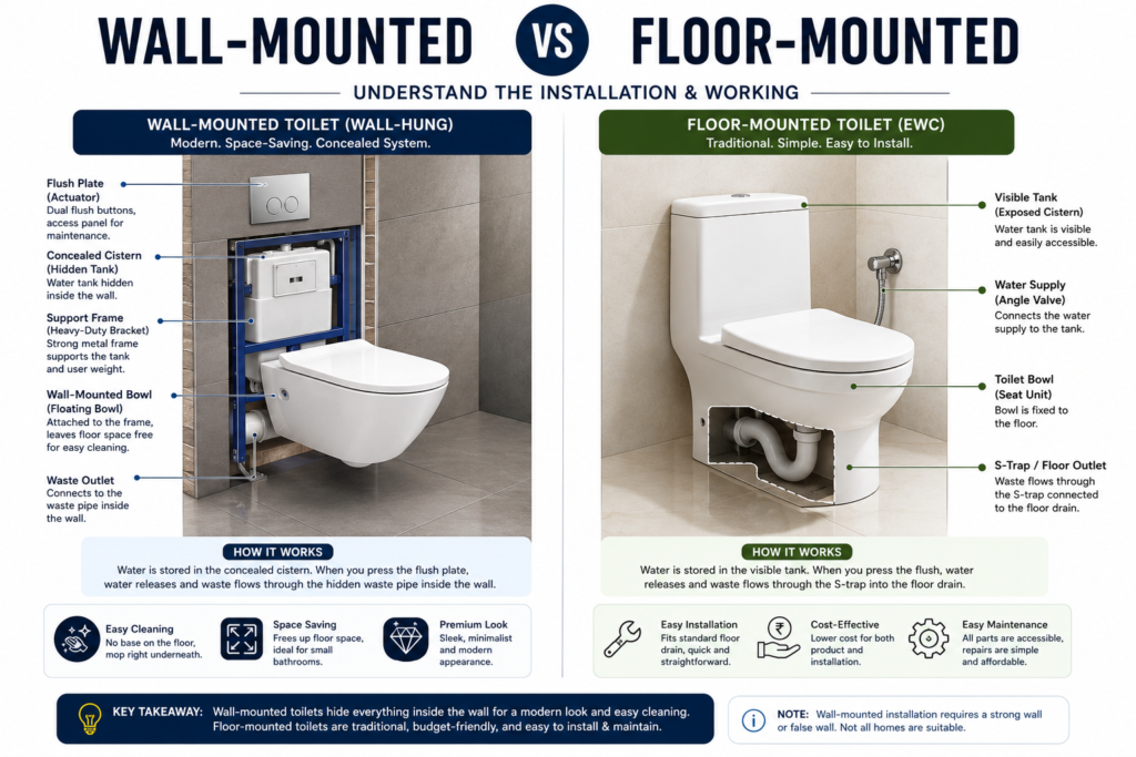 Wall-Mounted vs Floor-Mounted Toilets
